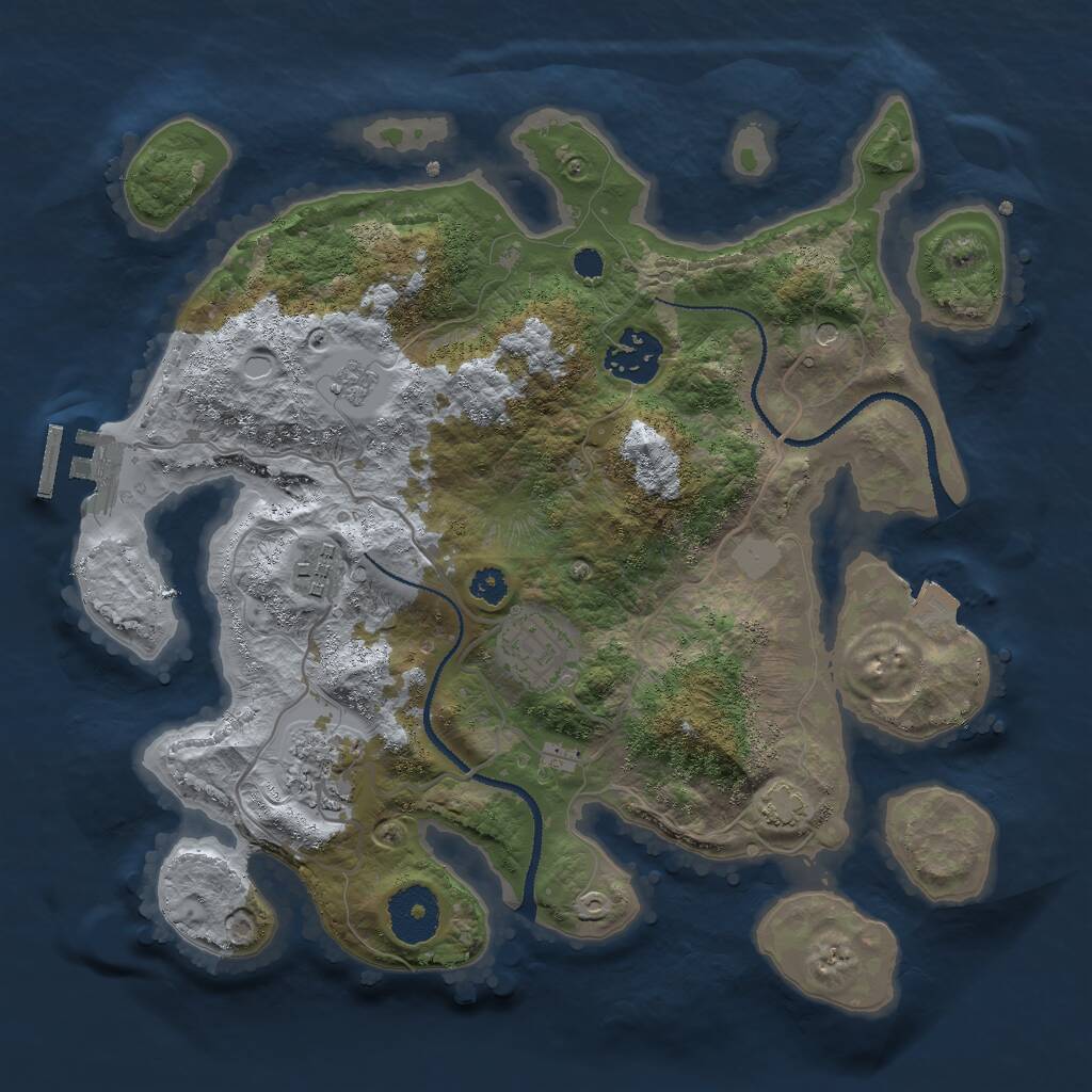 Rust Map: Procedural Map, Size: 3000, Seed: 11684, 9 Monuments