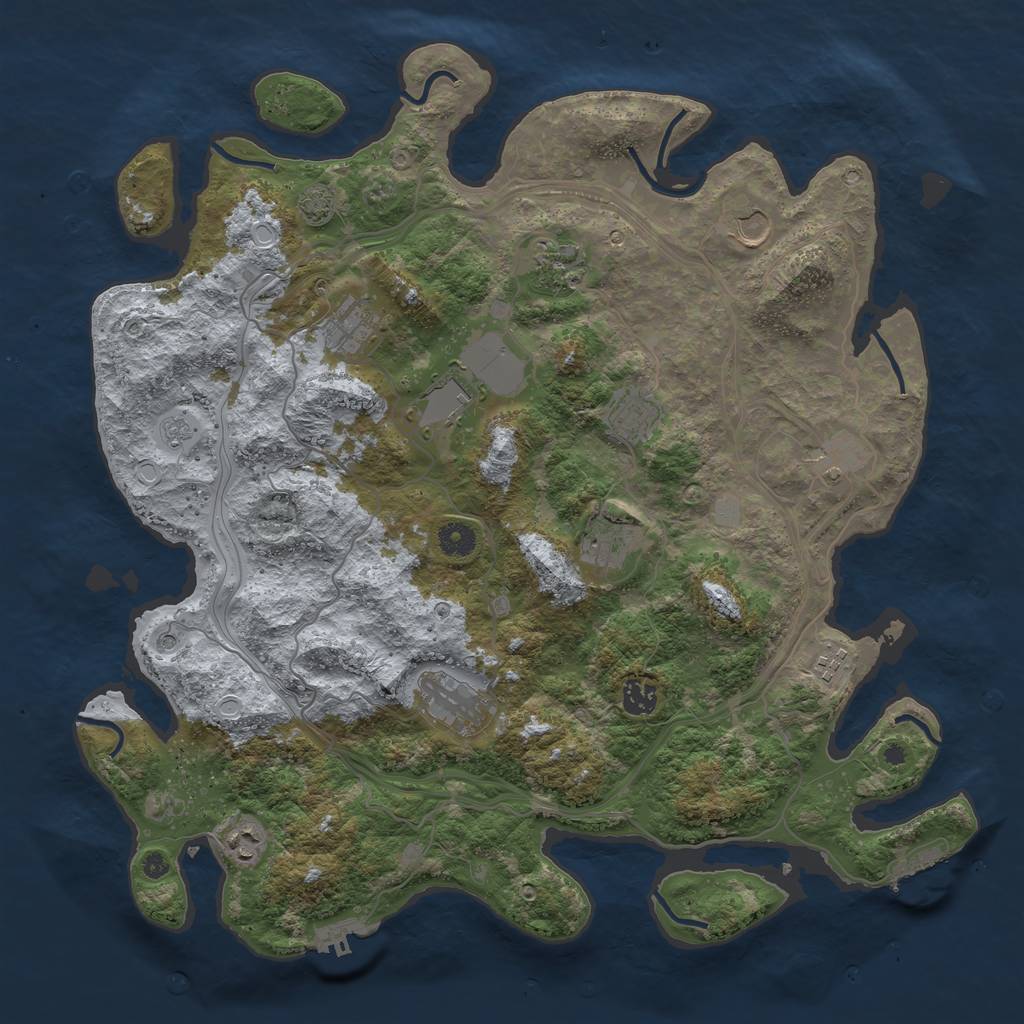 Rust Map: Procedural Map, Size: 4250, Seed: 1409788784, 18 Monuments