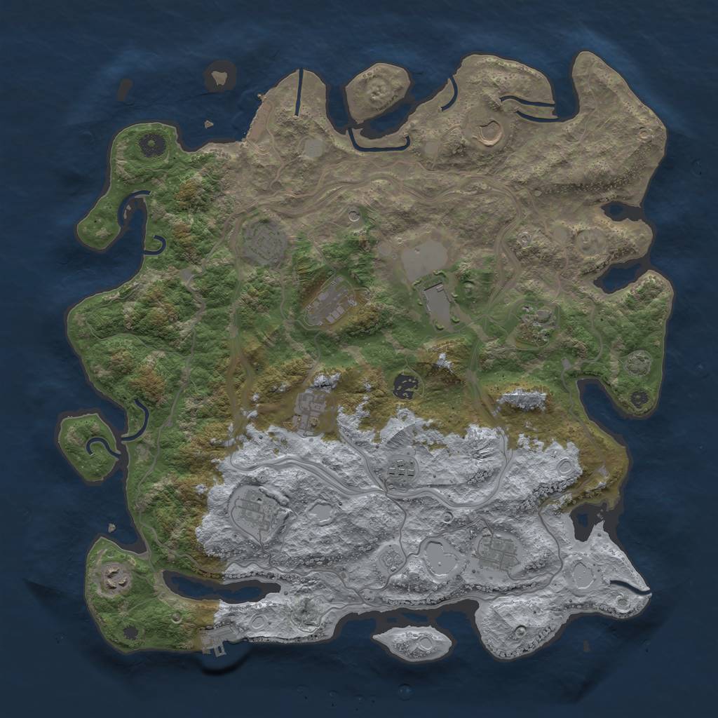 Rust Map: Procedural Map, Size: 4250, Seed: 366826221, 18 Monuments