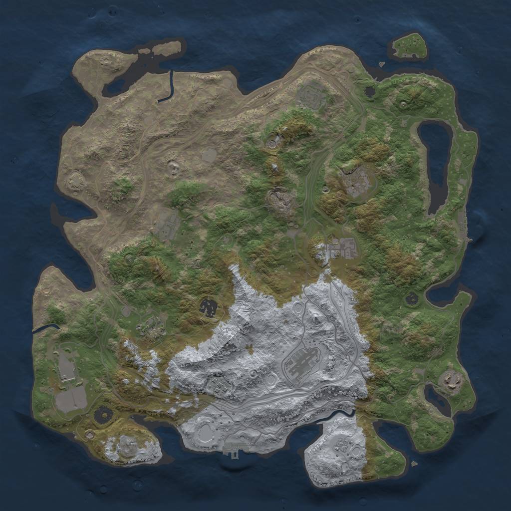 Rust Map: Procedural Map, Size: 4250, Seed: 1197054023, 17 Monuments