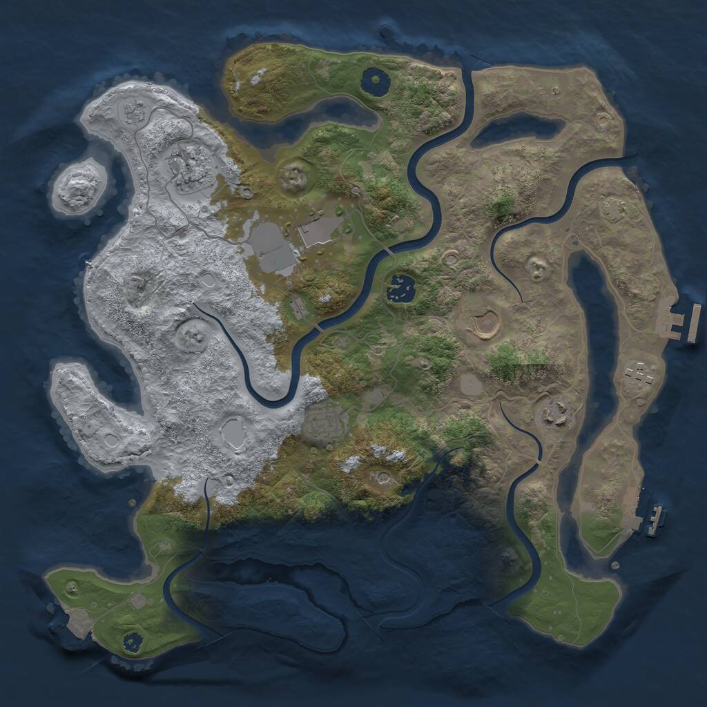 Rust Map: Procedural Map, Size: 3646, Seed: 1441133105, 13 Monuments