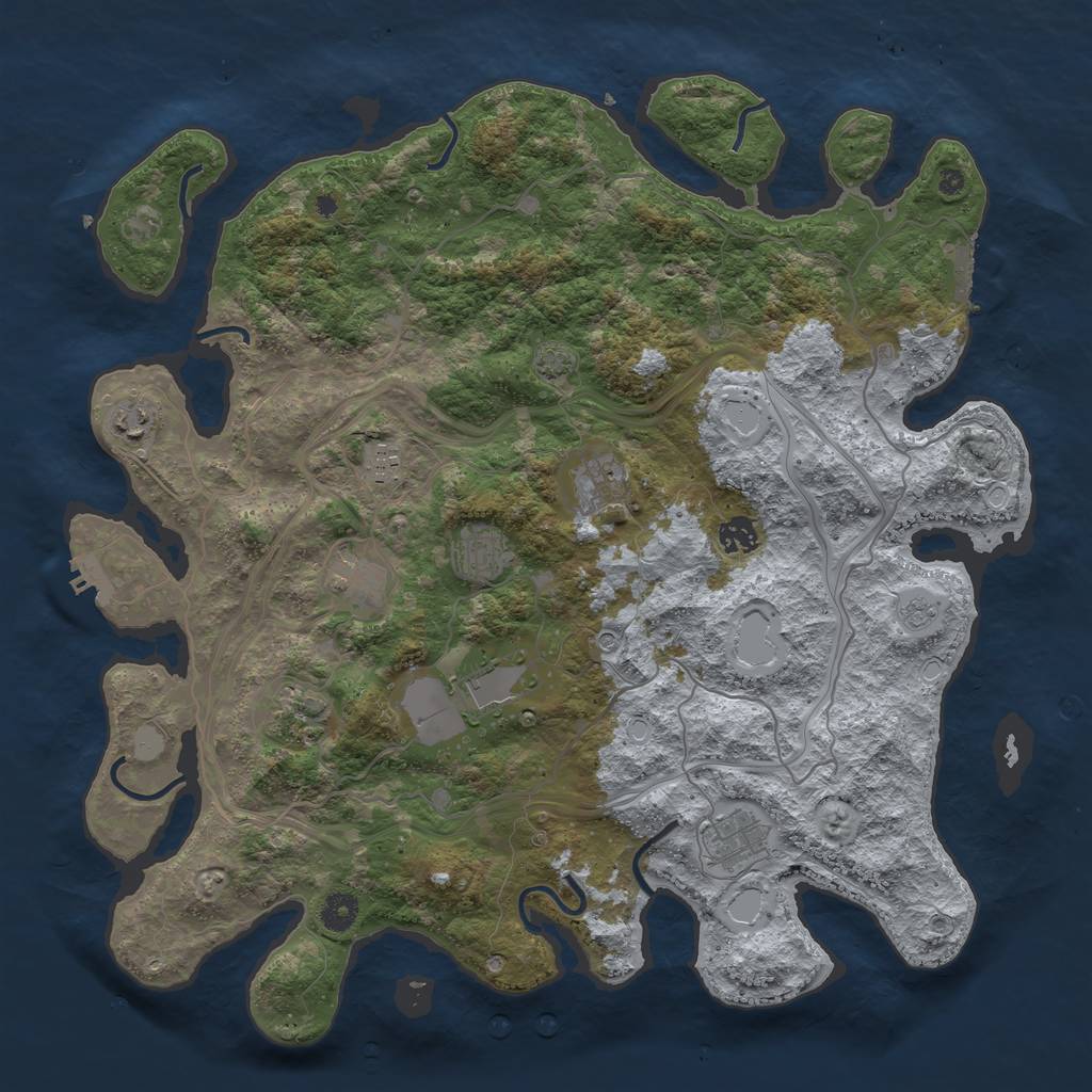 Rust Map: Procedural Map, Size: 4250, Seed: 1096587532, 16 Monuments