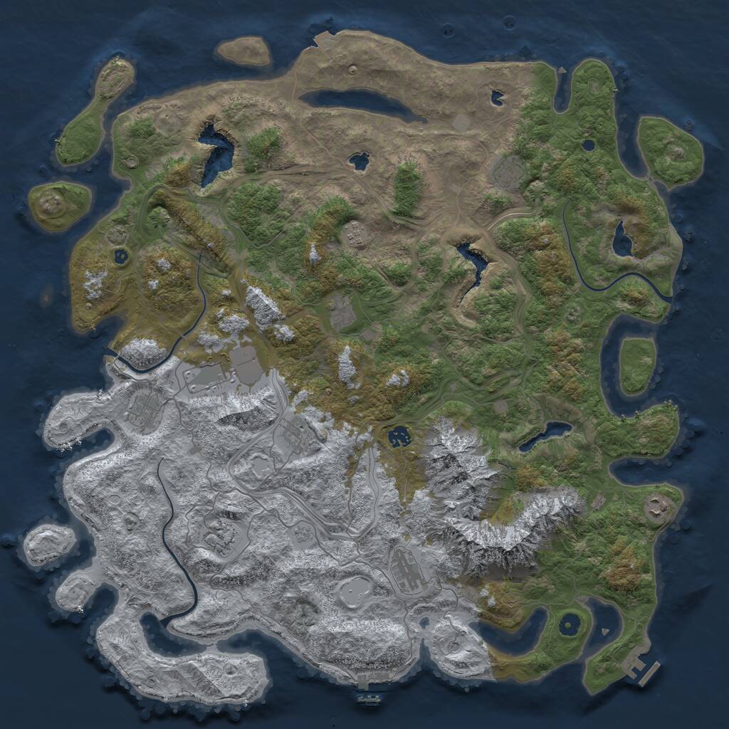 Rust Map: Procedural Map, Size: 5000, Seed: 563227743, 16 Monuments