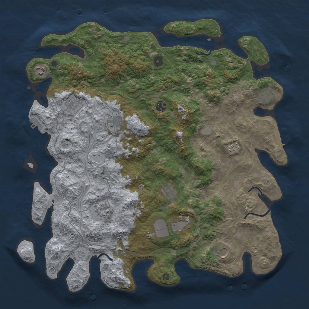 Rust Map: Procedural Map, Size: 4500, Seed: 1175985503, 18 Monuments