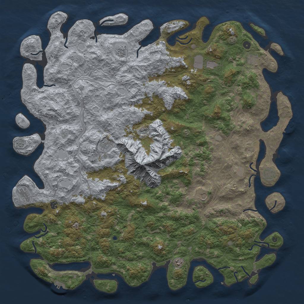 Rust Map: Procedural Map, Size: 6000, Seed: 452321789, 18 Monuments