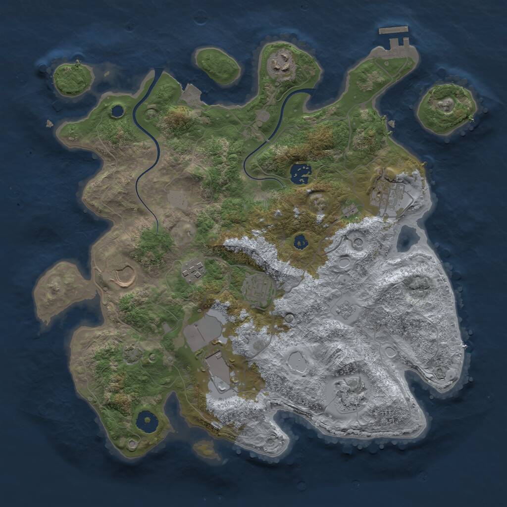 Rust Map: Procedural Map, Size: 3500, Seed: 780129854, 13 Monuments