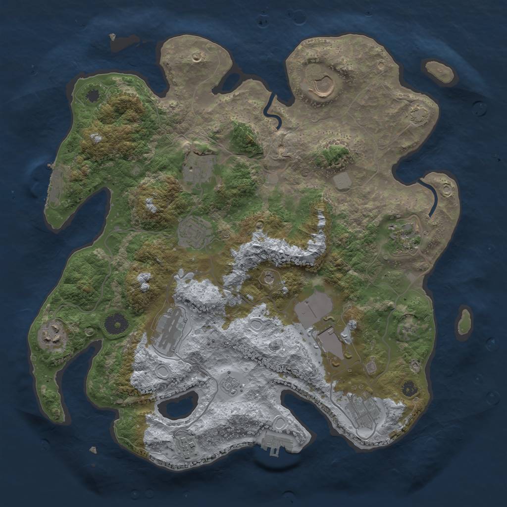 Rust Map: Procedural Map, Size: 3500, Seed: 1068049586, 16 Monuments