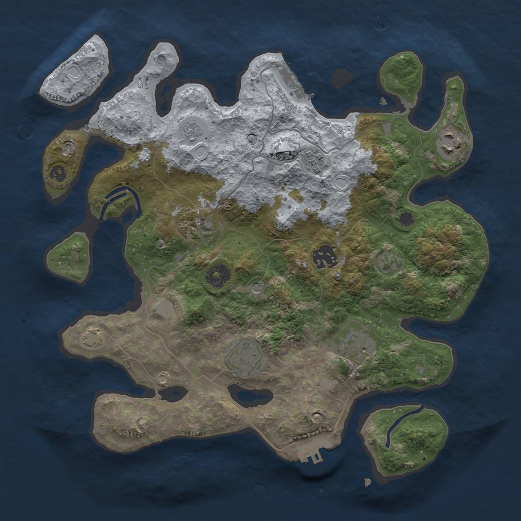 Rust Map: Procedural Map, Size: 3250, Seed: 703140077, 13 Monuments