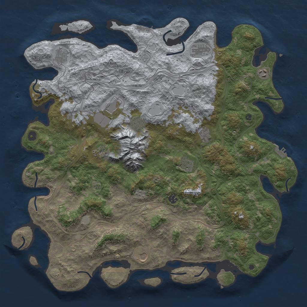 Rust Map: Procedural Map, Size: 5000, Seed: 53468923, 18 Monuments