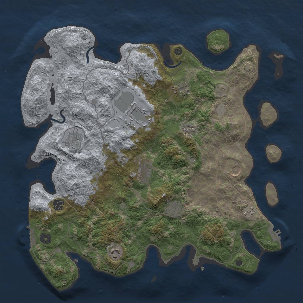 Rust Map: Procedural Map, Size: 4000, Seed: 11003, 16 Monuments