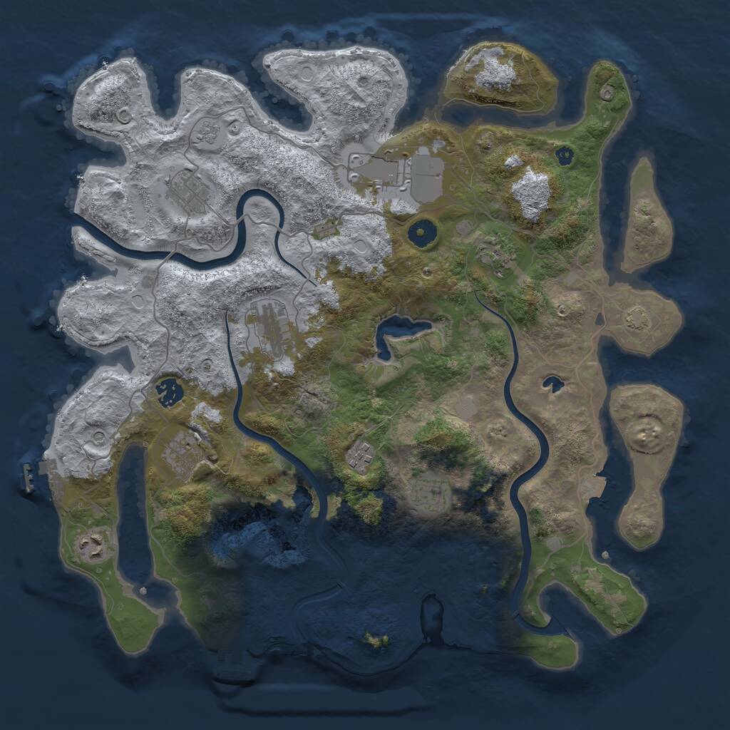 Rust Map: Procedural Map, Size: 4000, Seed: 1945955901, 15 Monuments