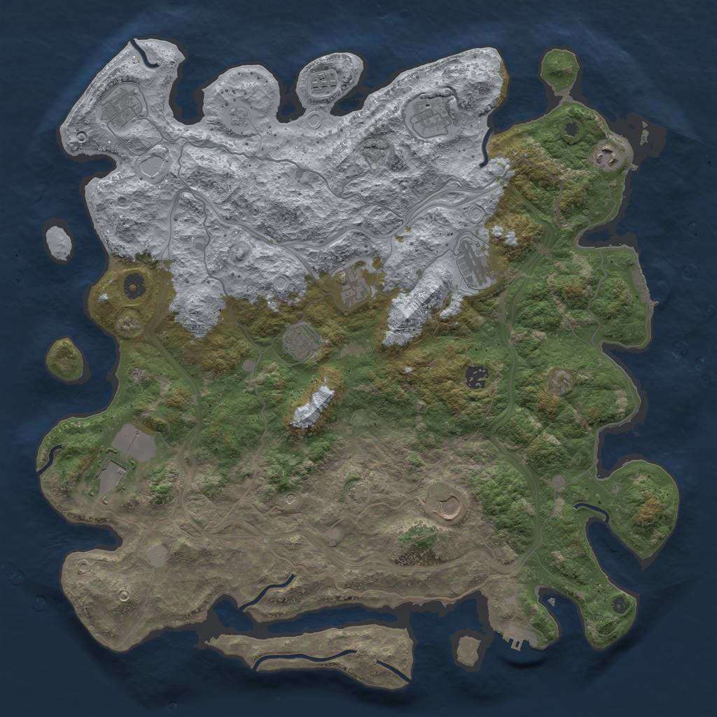 Rust Map: Procedural Map, Size: 4500, Seed: 584368250, 17 Monuments