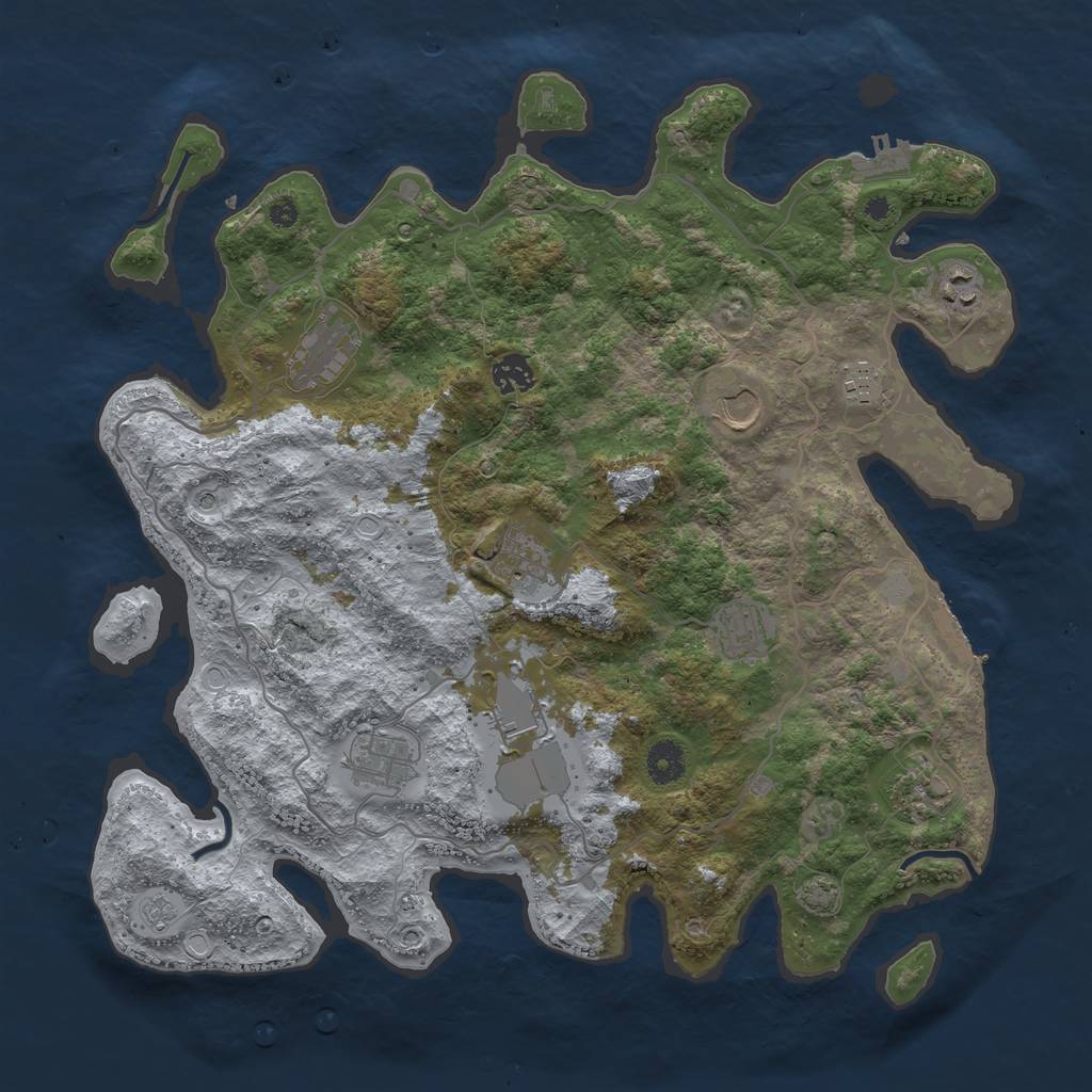 Rust Map: Procedural Map, Size: 4000, Seed: 1324134532, 17 Monuments