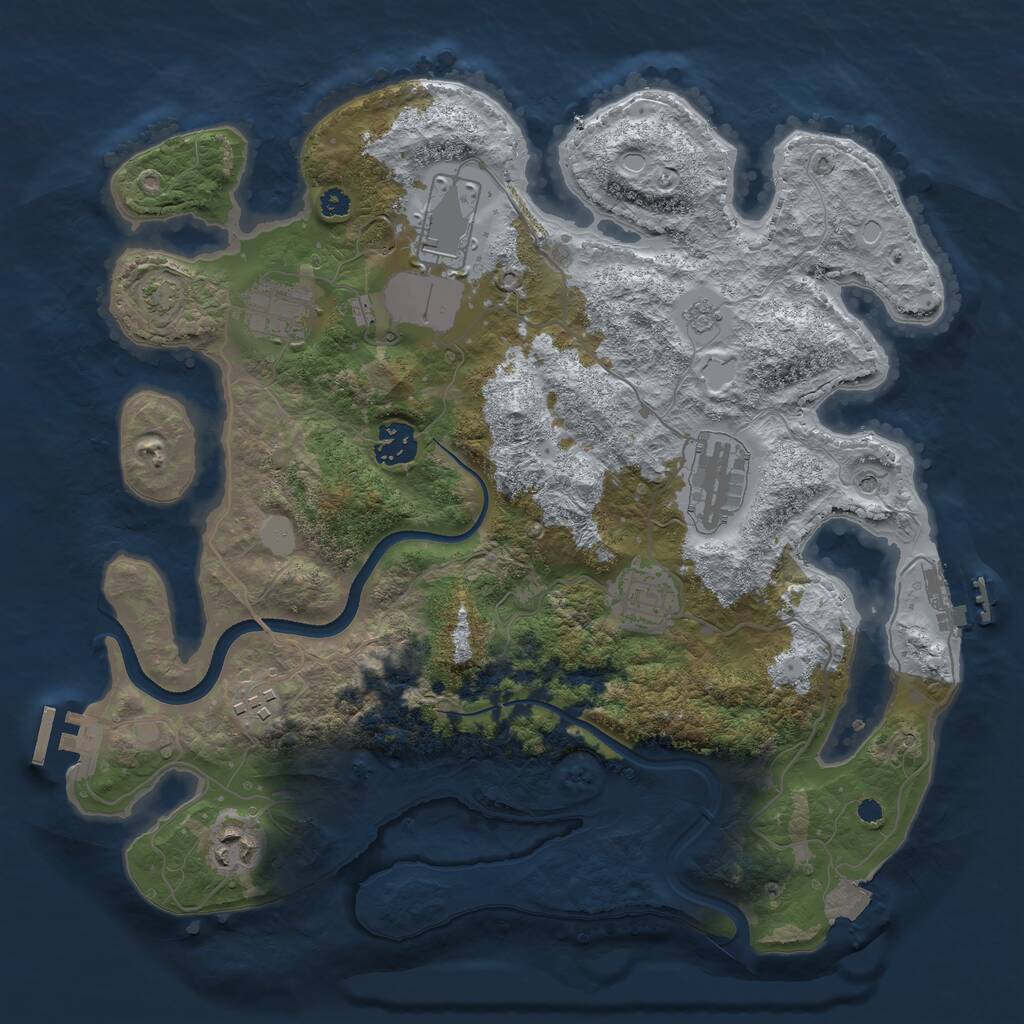 Rust Map: Procedural Map, Size: 3500, Seed: 758481269, 13 Monuments