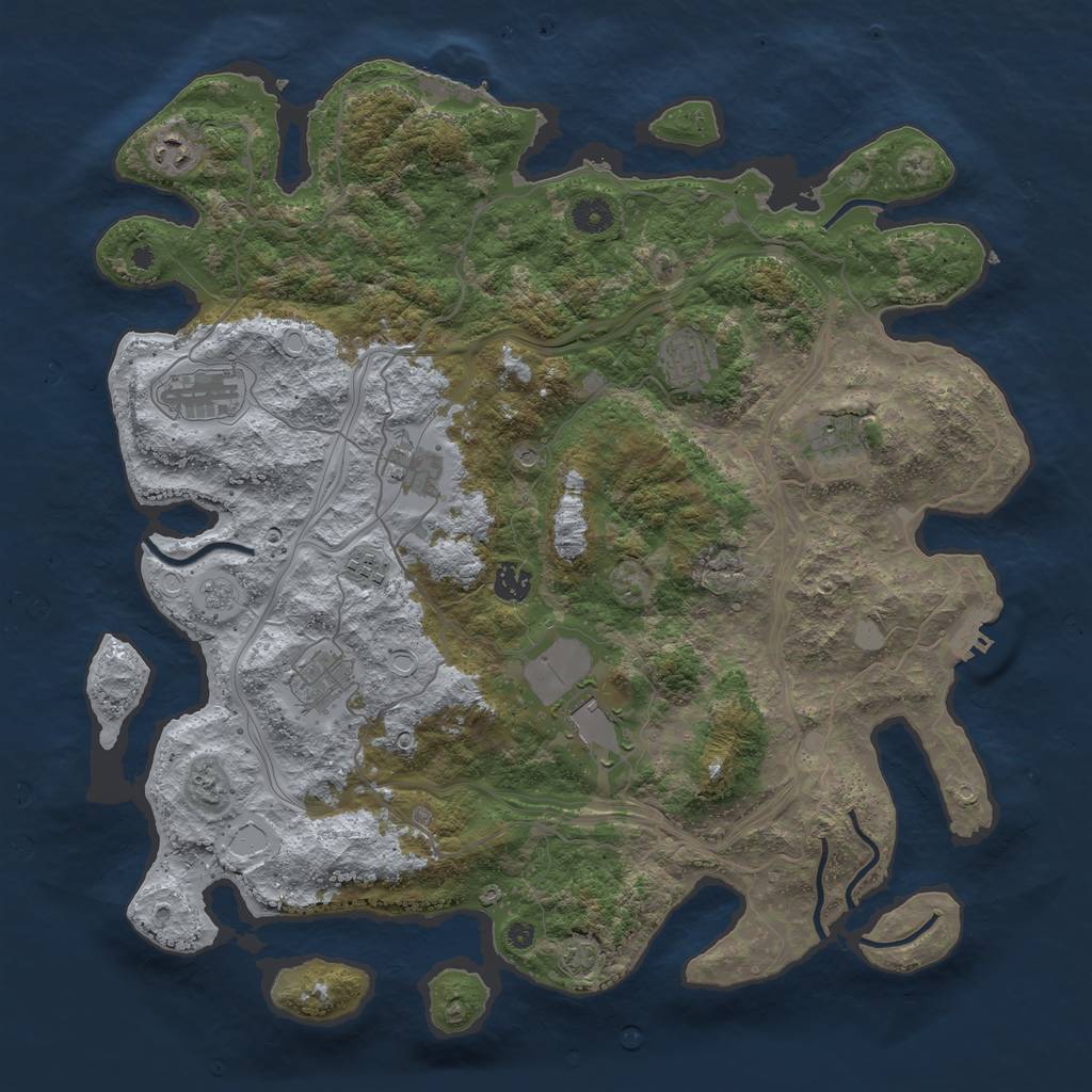 Rust Map: Procedural Map, Size: 4250, Seed: 668677417, 16 Monuments