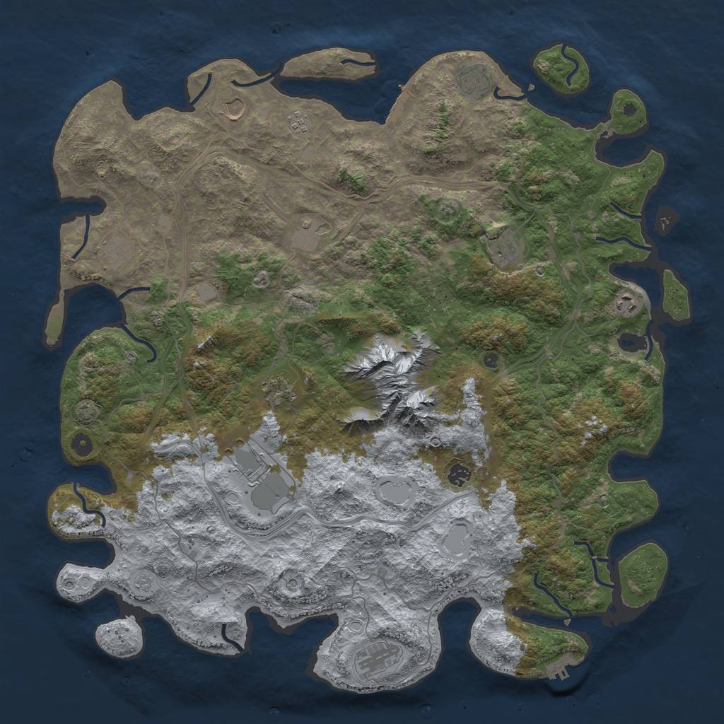 Rust Map: Procedural Map, Size: 5000, Seed: 56654456, 18 Monuments