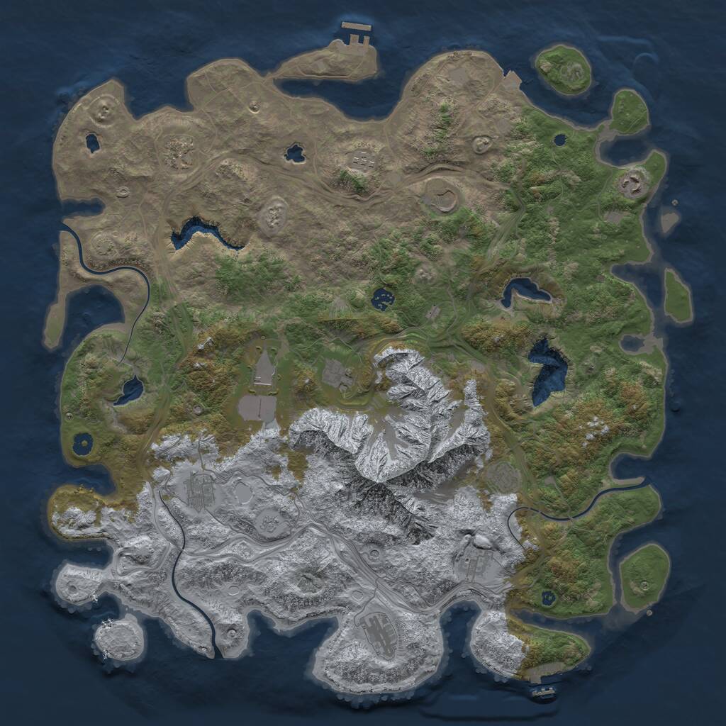 Rust Map: Procedural Map, Size: 5000, Seed: 56654456, 17 Monuments