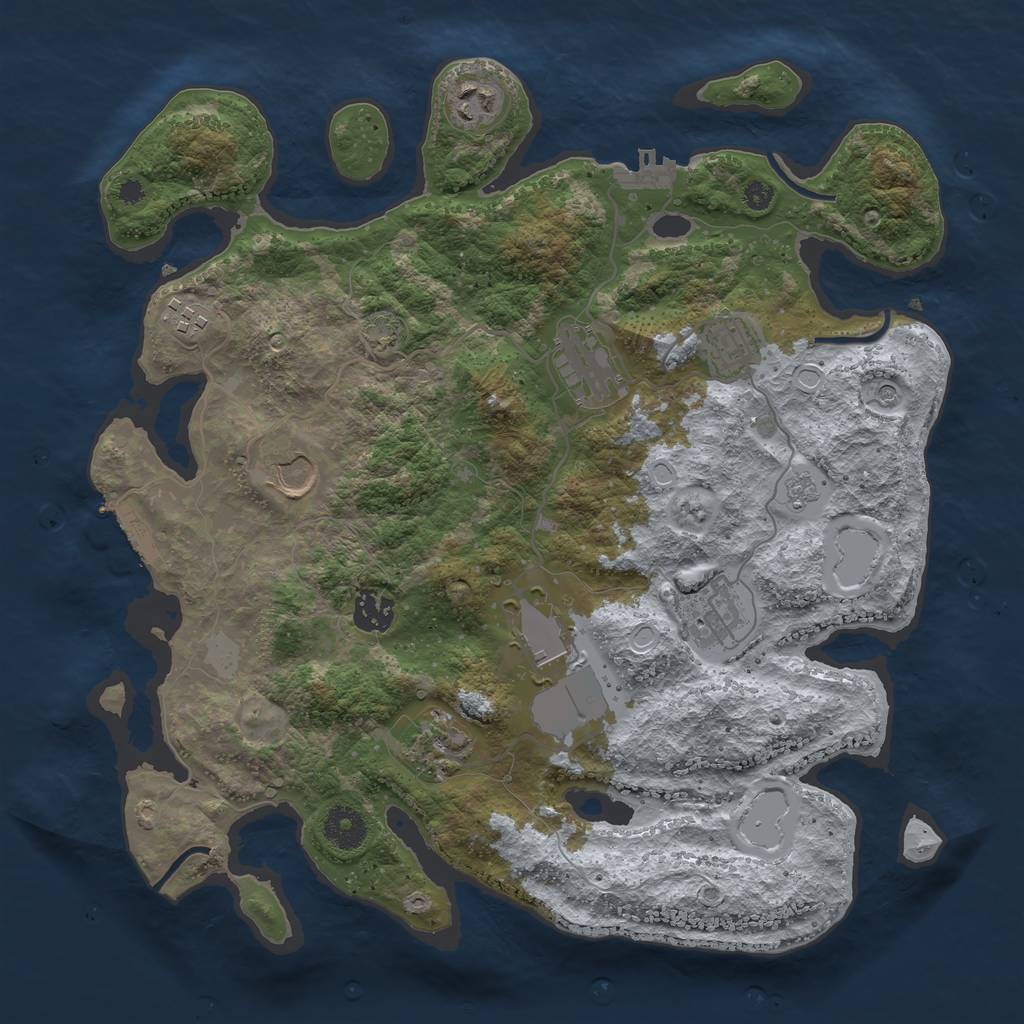 Rust Map: Procedural Map, Size: 3600, Seed: 689212, 16 Monuments