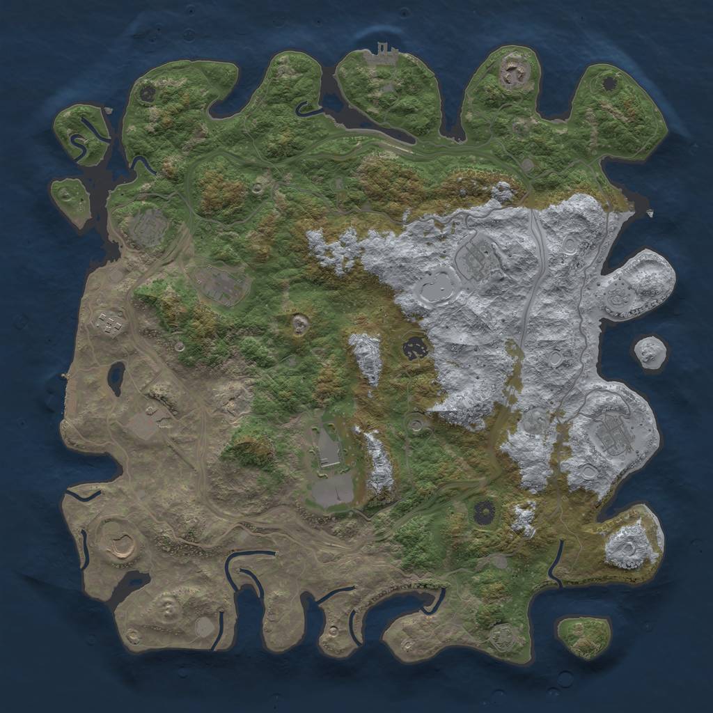 Rust Map: Procedural Map, Size: 4500, Seed: 352480820, 17 Monuments