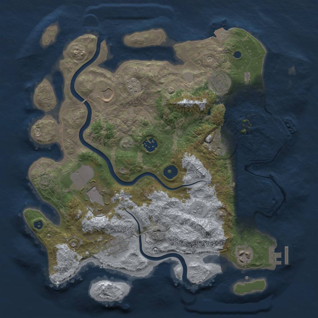 Rust Map: Procedural Map, Size: 3500, Seed: 813091827, 14 Monuments