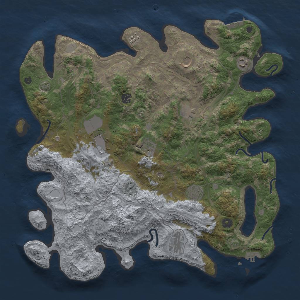 Rust Map: Procedural Map, Size: 4250, Seed: 1826173451, 16 Monuments