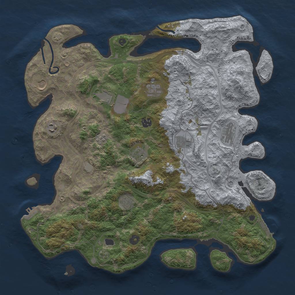 Rust Map: Procedural Map, Size: 4300, Seed: 610001, 18 Monuments