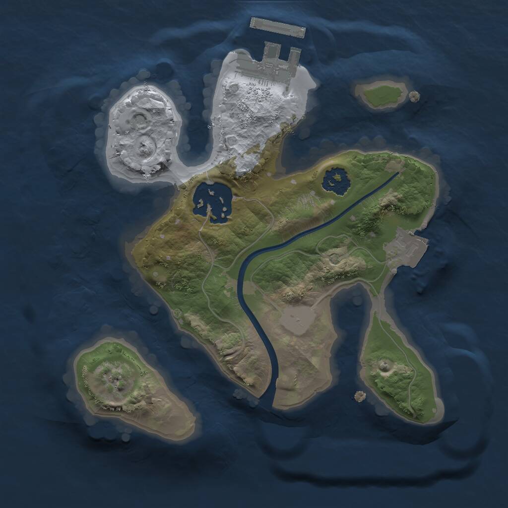 Rust Map: Procedural Map, Size: 1850, Seed: 517617708, 3 Monuments