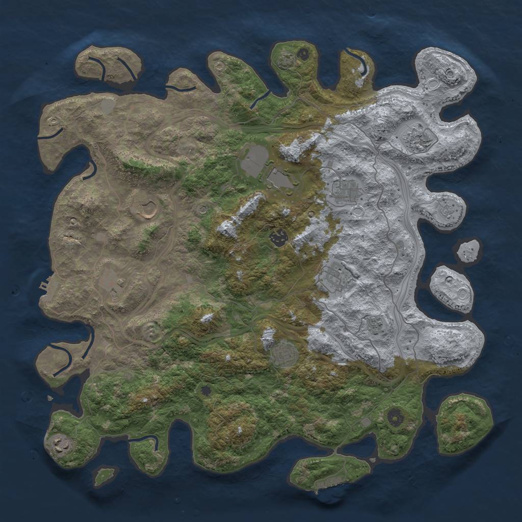 Rust Map: Procedural Map, Size: 4500, Seed: 160441066, 17 Monuments