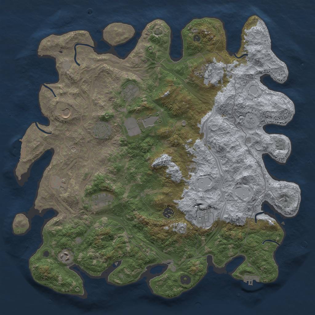 Rust Map: Procedural Map, Size: 4500, Seed: 525171197, 18 Monuments