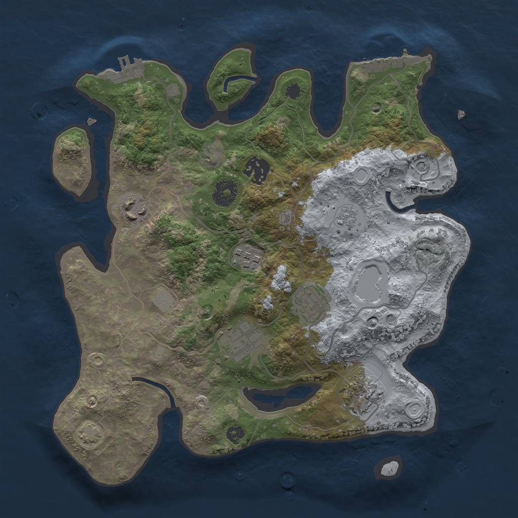 Rust Map: Procedural Map, Size: 3000, Seed: 657054884, 13 Monuments