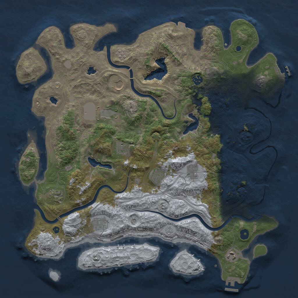 Rust Map: Procedural Map, Size: 4500, Seed: 636255681, 16 Monuments