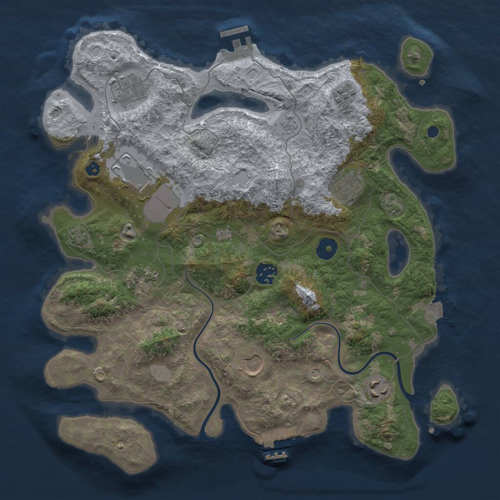 Rust Map: Procedural Map, Size: 3500, Seed: 1888353854, 14 Monuments
