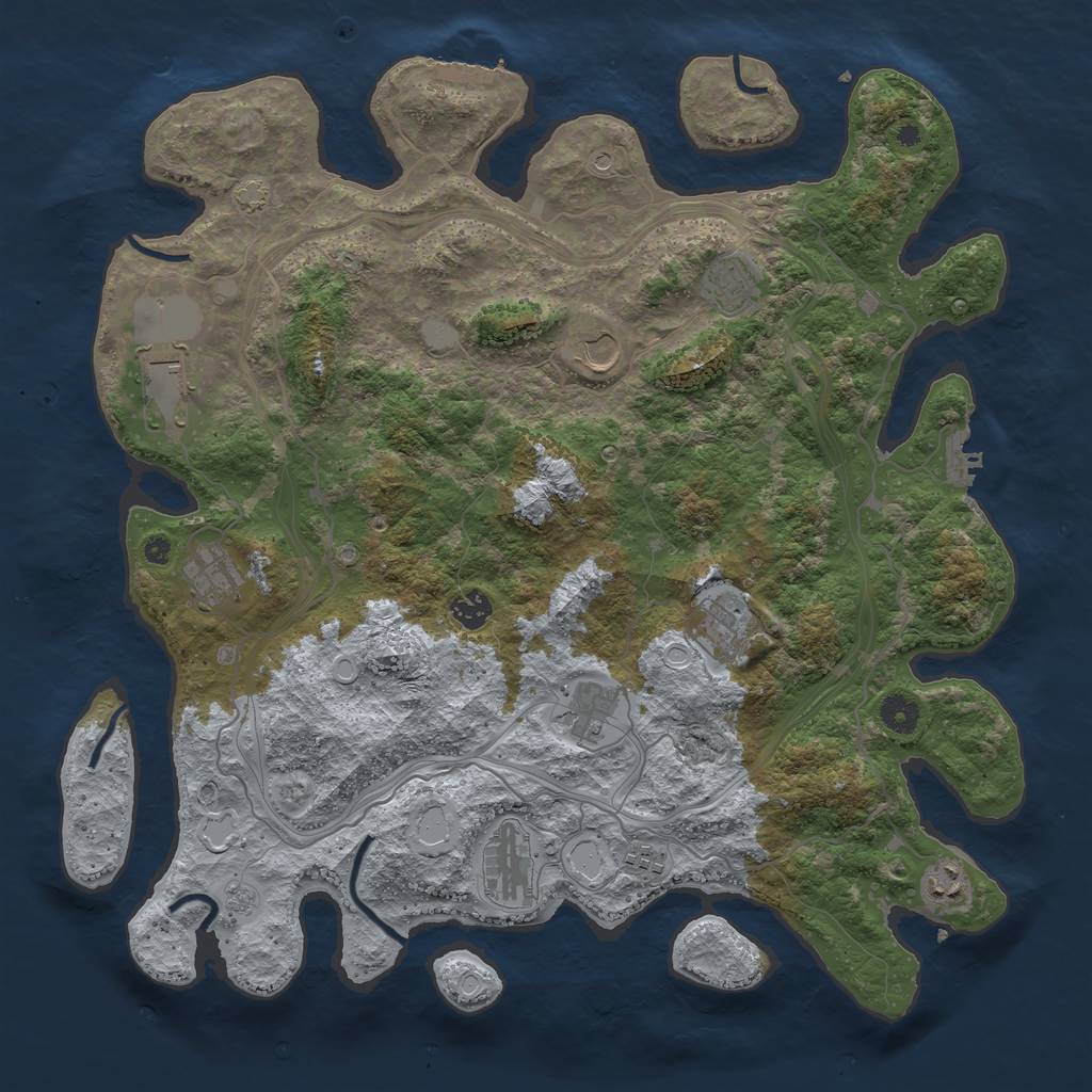 Rust Map: Procedural Map, Size: 4250, Seed: 1160806900, 17 Monuments