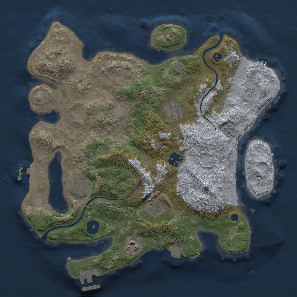 Rust Map: Procedural Map, Size: 3300, Seed: 1184387673, 13 Monuments