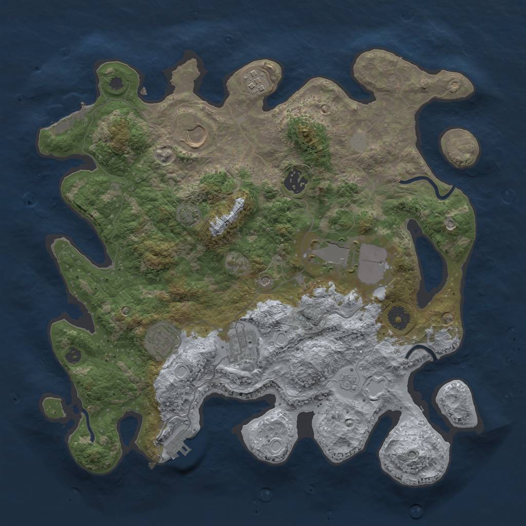Rust Map: Procedural Map, Size: 3500, Seed: 45358332, 13 Monuments