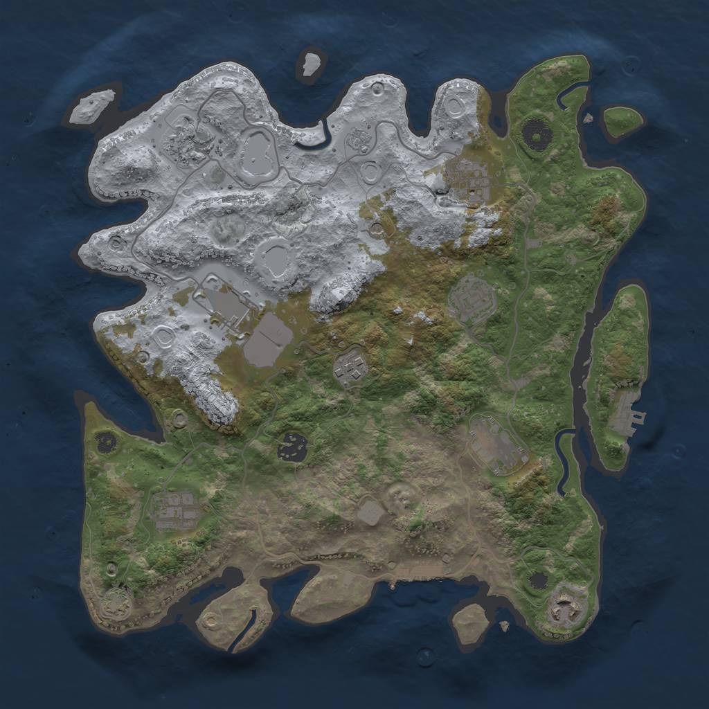 Rust Map: Procedural Map, Size: 3500, Seed: 32686325, 16 Monuments