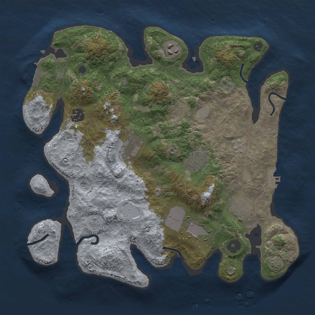Rust Map: Procedural Map, Size: 3500, Seed: 146976726, 14 Monuments