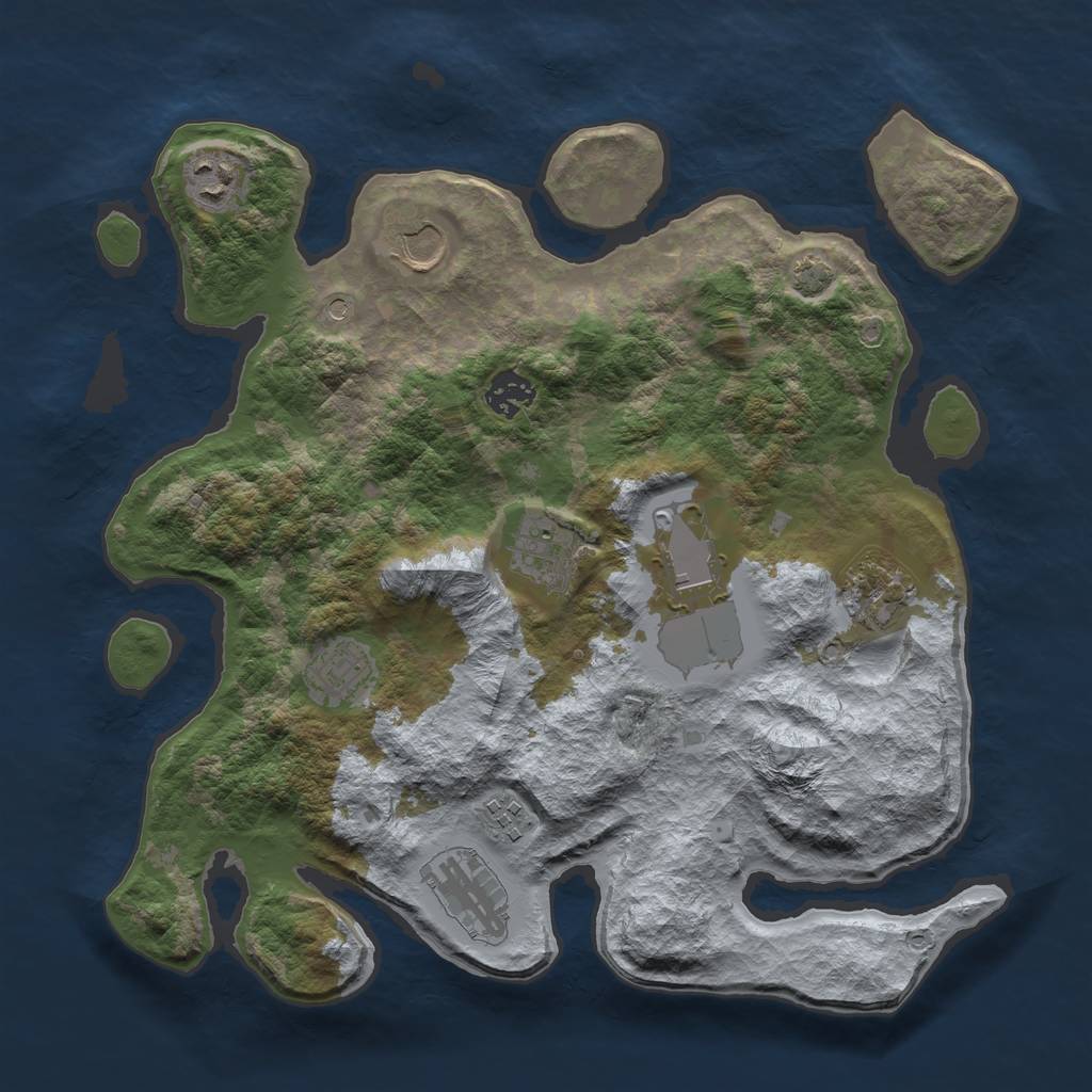 Rust Map: Barren, Size: 3500, Seed: 263394756, 12 Monuments