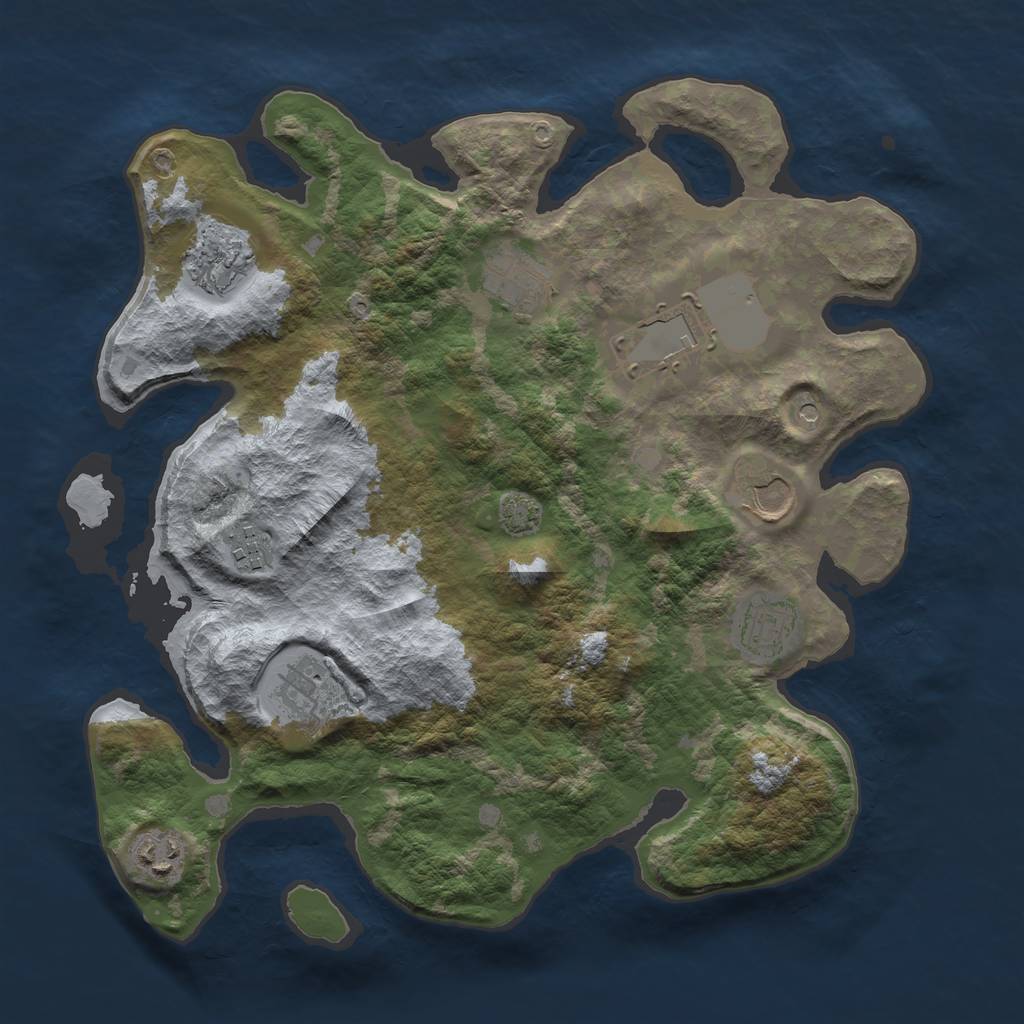 Rust Map: Barren, Size: 3500, Seed: 771004913, 11 Monuments