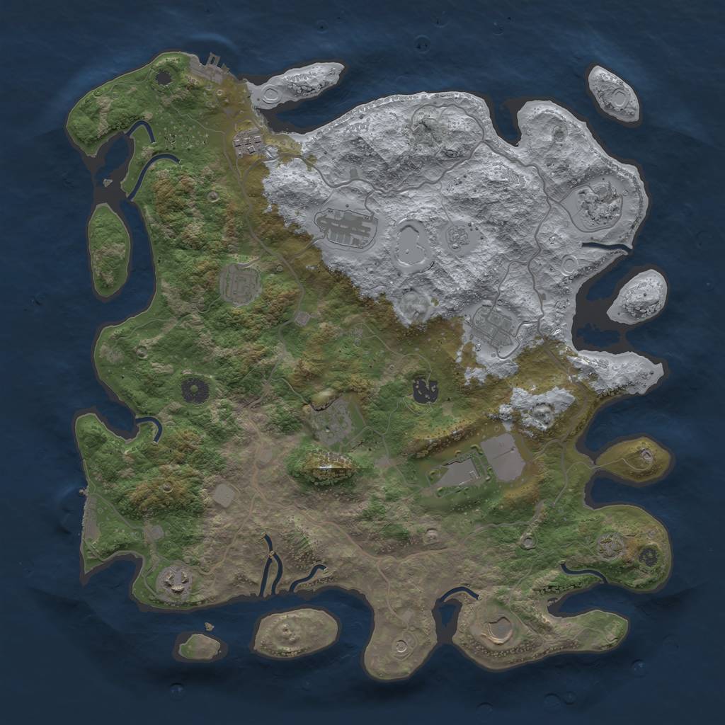 Rust Map: Procedural Map, Size: 4000, Seed: 54149, 17 Monuments