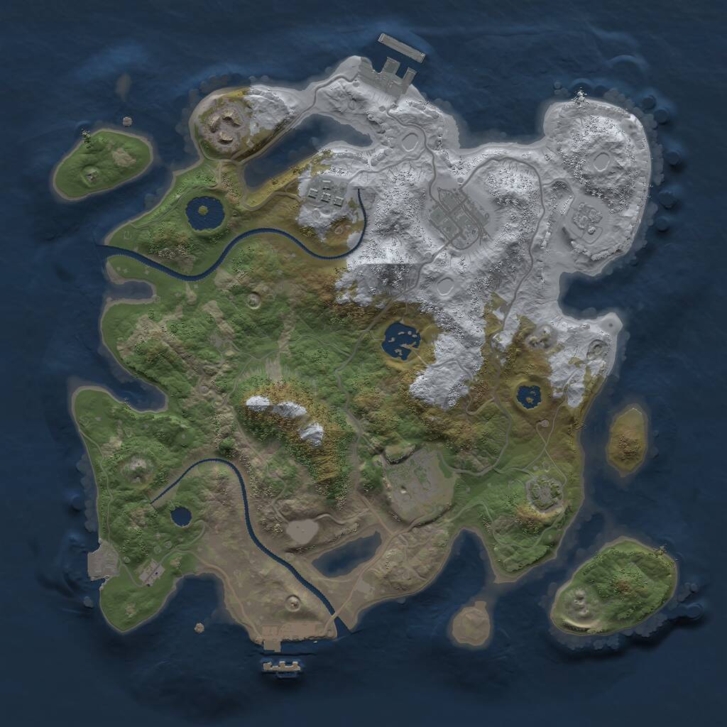 Rust Map: Procedural Map, Size: 3000, Seed: 30236, 10 Monuments