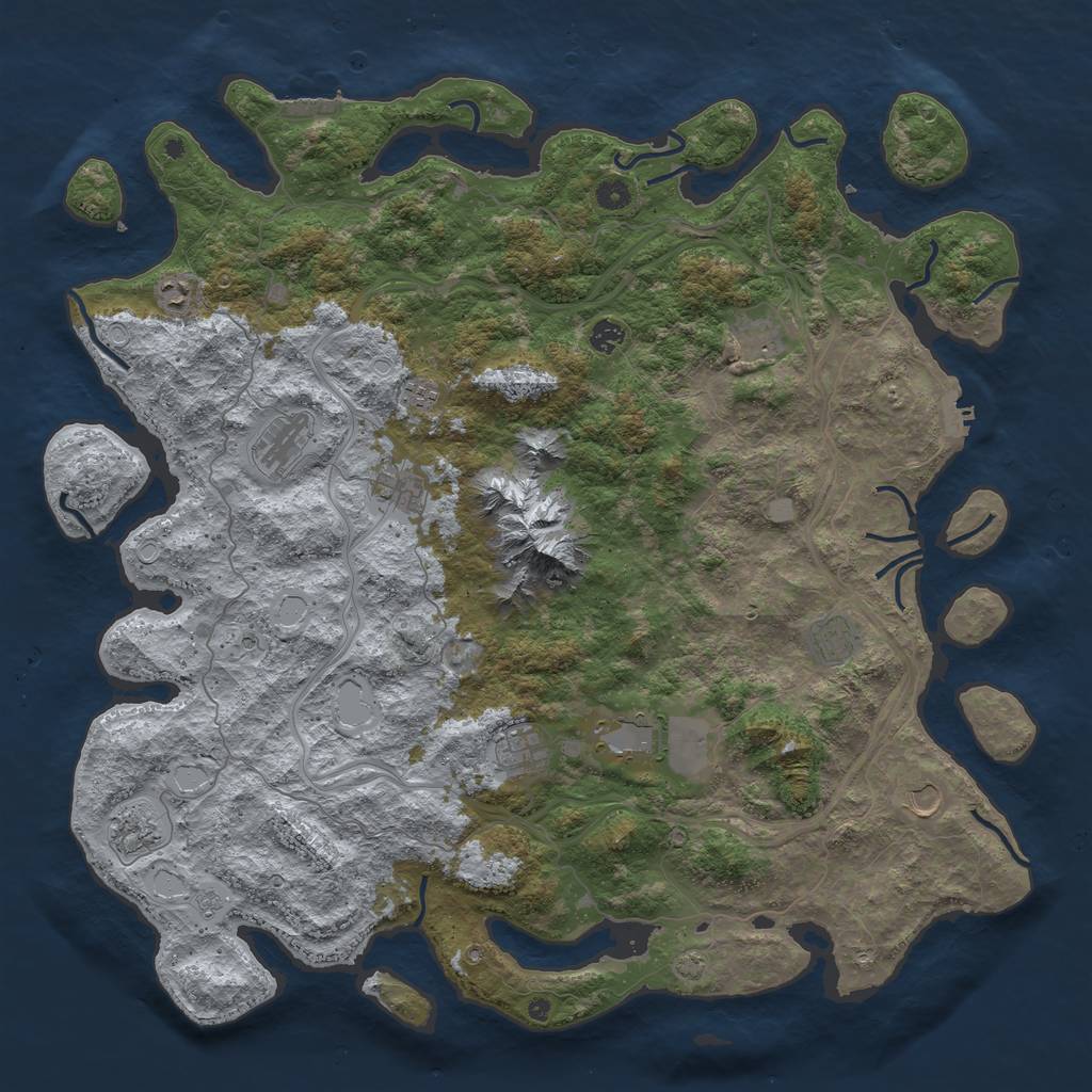 Rust Map: Procedural Map, Size: 5000, Seed: 822511407, 18 Monuments