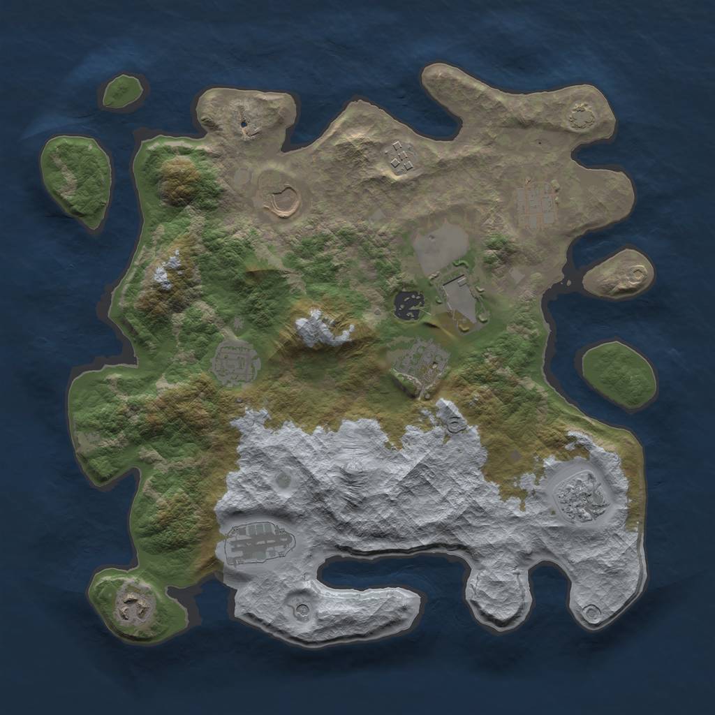Rust Map: Barren, Size: 3500, Seed: 236805854, 13 Monuments