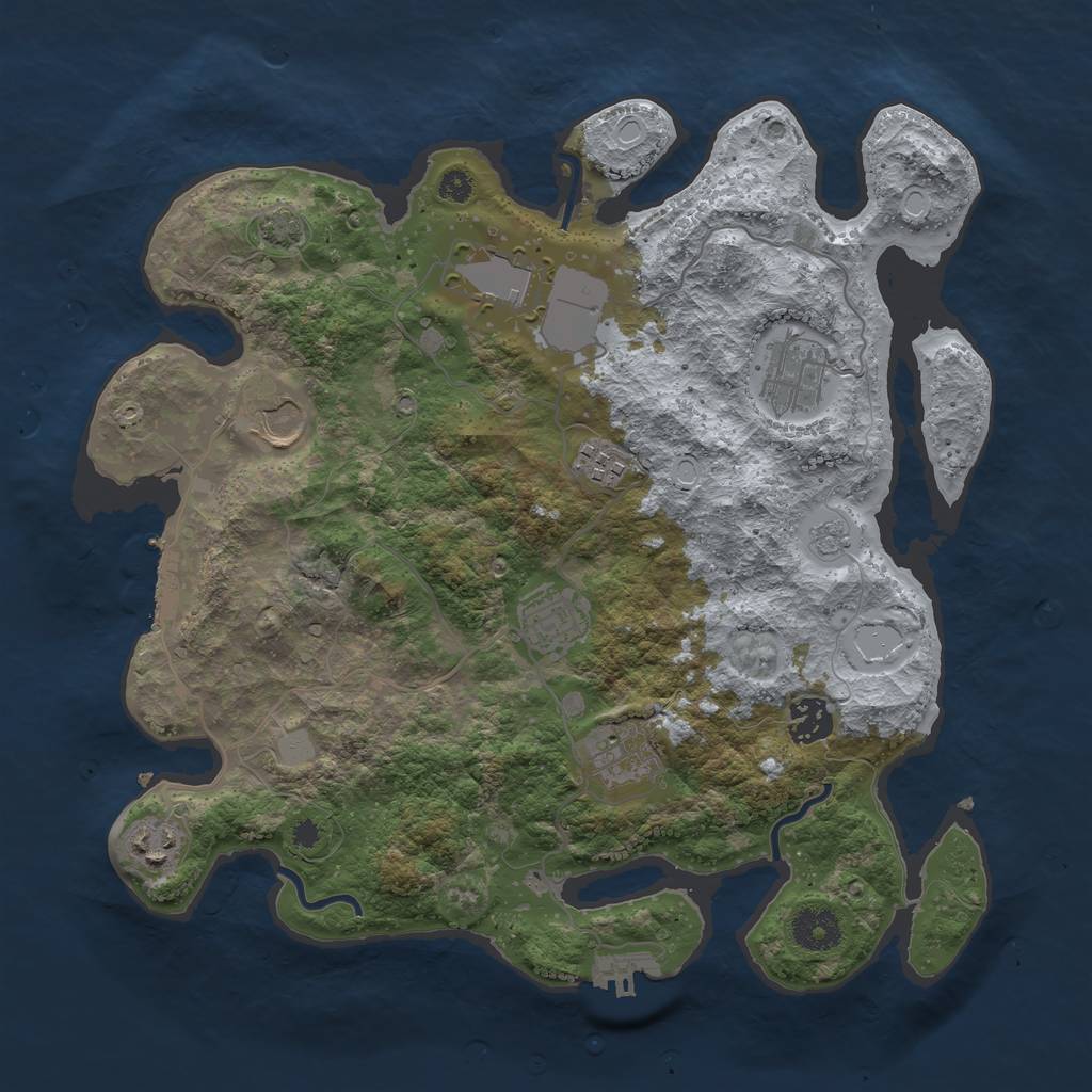 Rust Map: Procedural Map, Size: 3500, Seed: 712421549, 14 Monuments