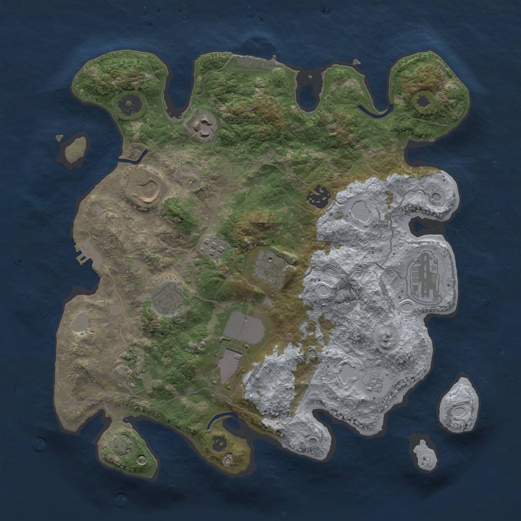 Rust Map: Procedural Map, Size: 3500, Seed: 407383545, 16 Monuments