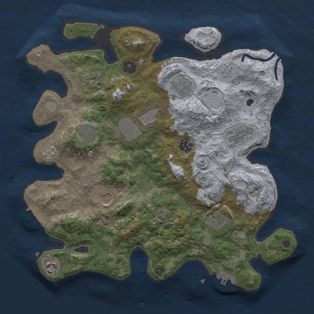 Rust Map: Procedural Map, Size: 3500, Seed: 276960, 17 Monuments