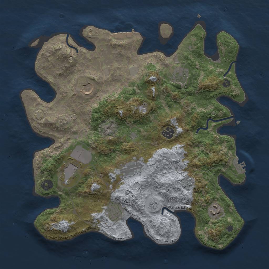 Rust Map: Procedural Map, Size: 3500, Seed: 306823307, 15 Monuments