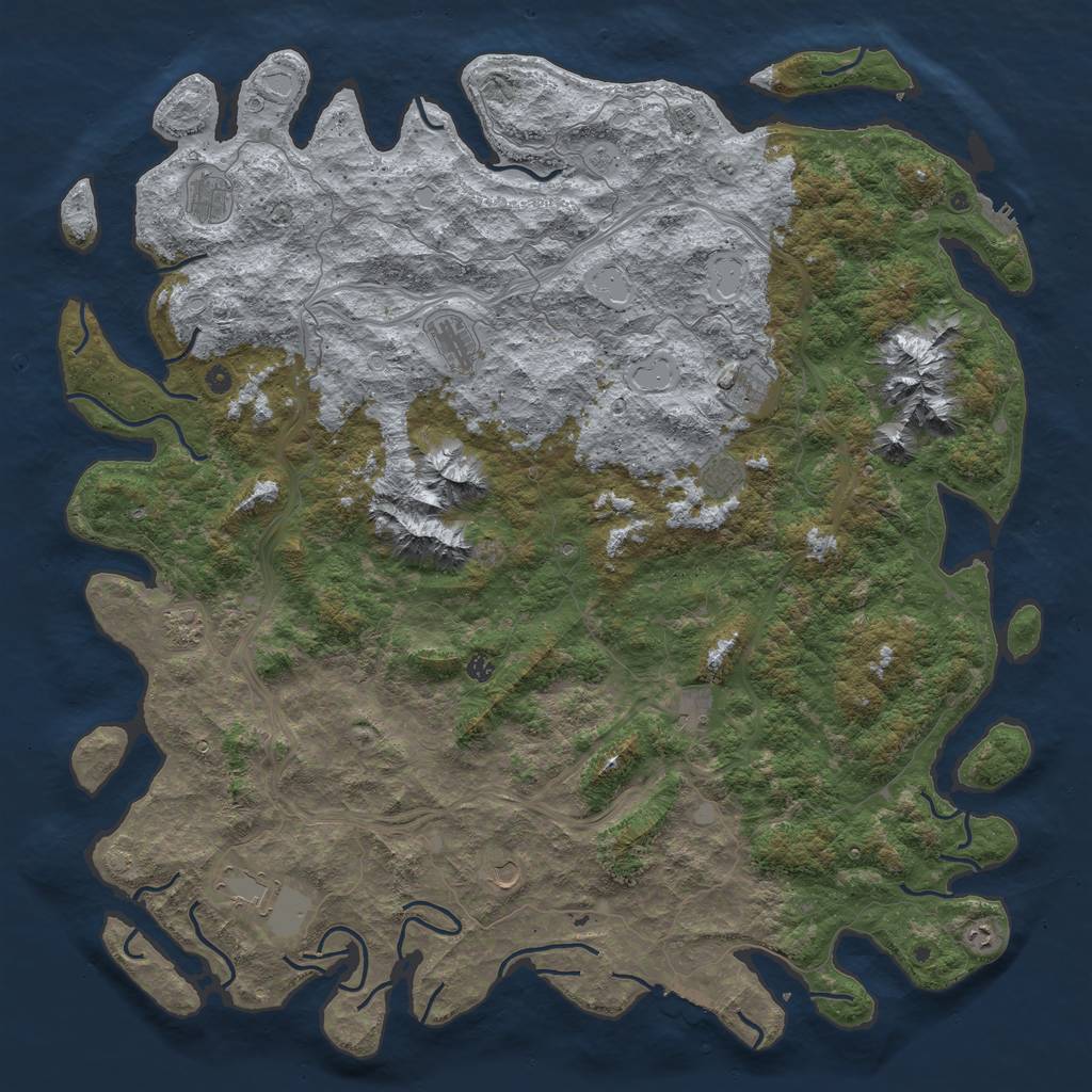 Rust Map: Procedural Map, Size: 6000, Seed: 20300809, 18 Monuments