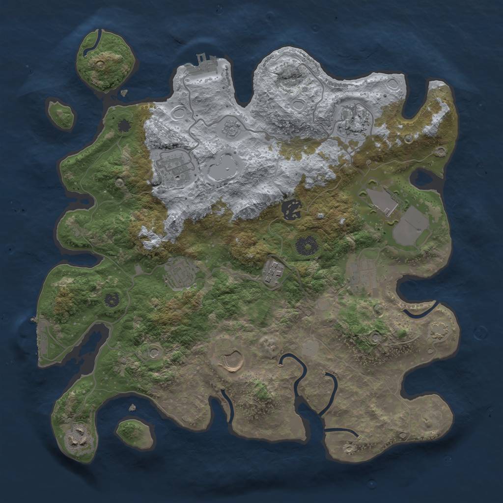 Rust Map: Procedural Map, Size: 3500, Seed: 617382000, 16 Monuments