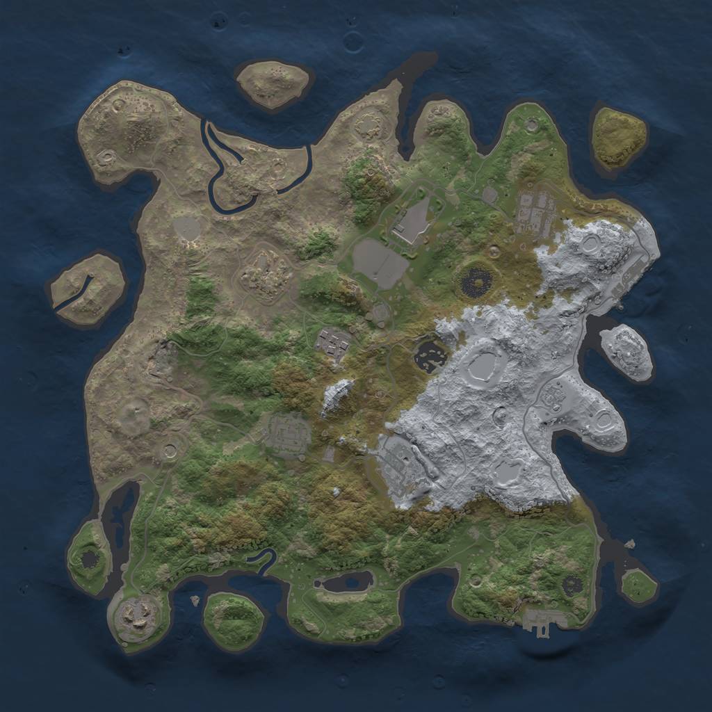 Rust Map: Procedural Map, Size: 3500, Seed: 35583, 15 Monuments